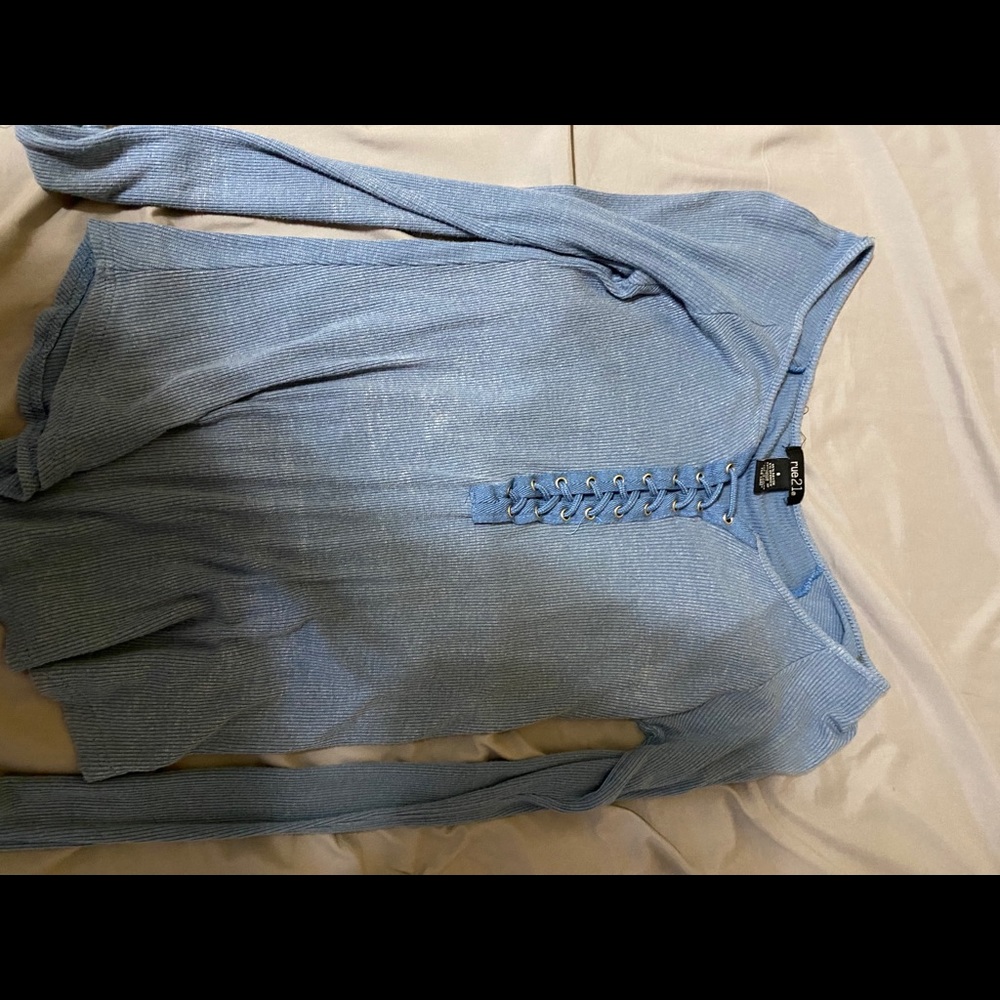 long sleeve laced up t shirt